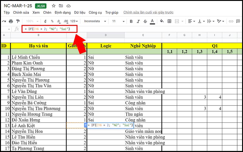 V&iacute; dụ về h&agrave;m IF